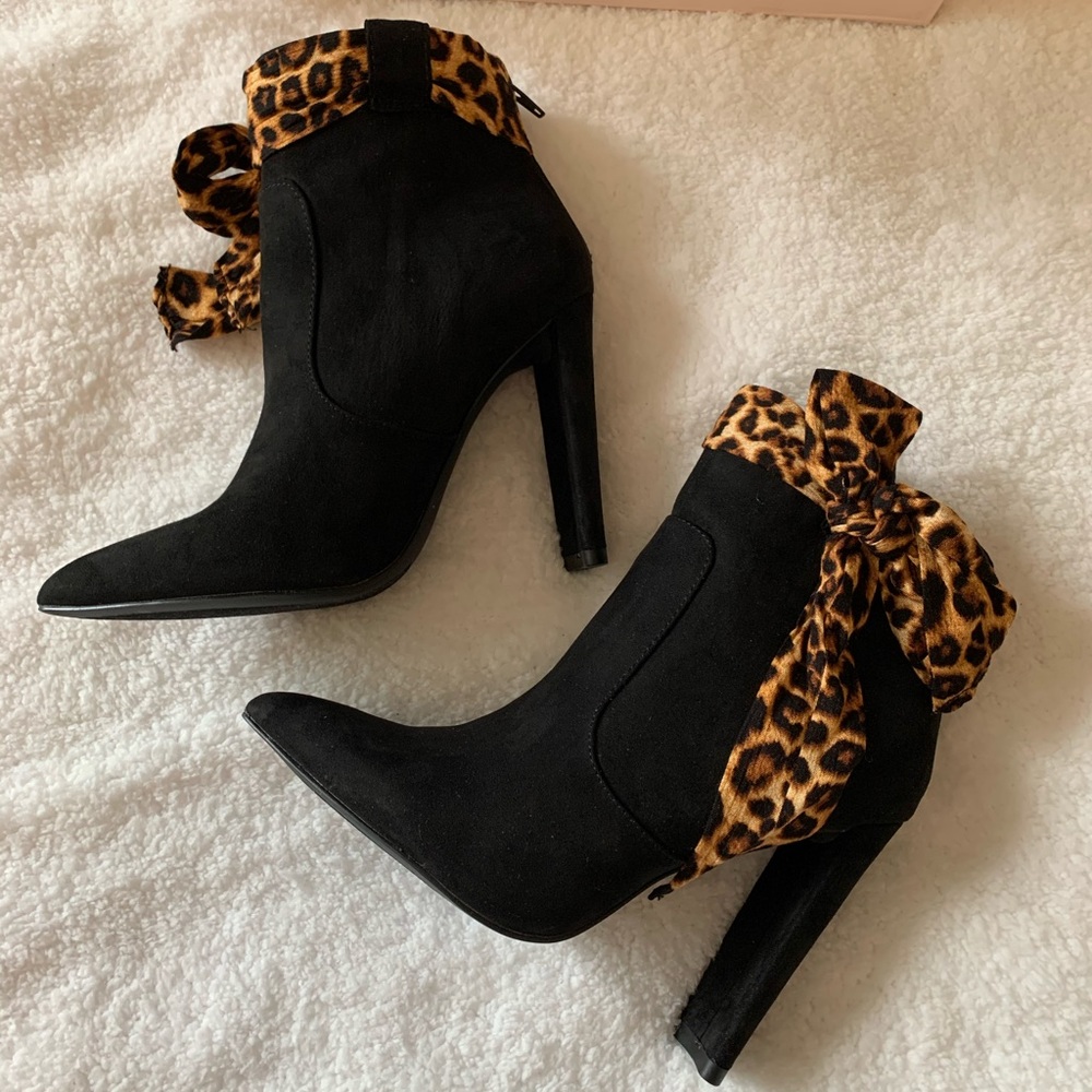 BRAND NEW high heel cheetah booties